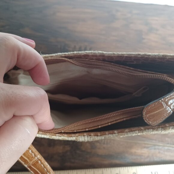 Liz Claiborne Woven Straw Handbag With Brown Leather Trim & Strap Shoulder Bag - Picture 11 of 11